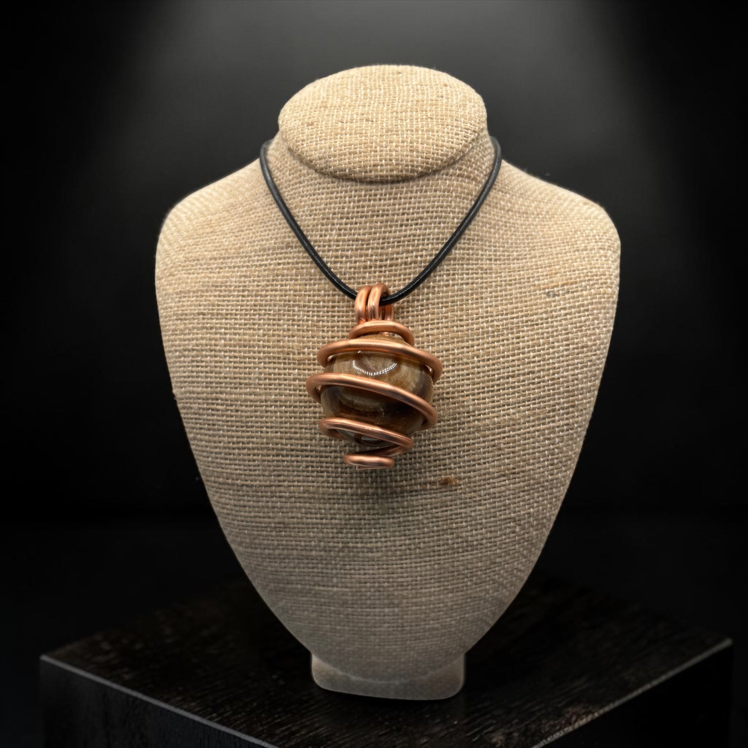 Thick Gauge Copper Wrappped Gemstone Sphere Necklaces