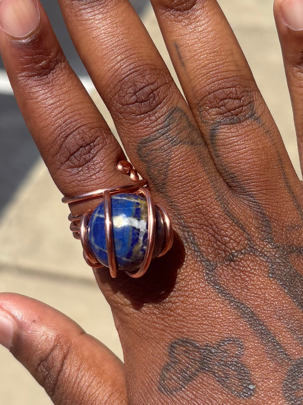 Lapis Lazuli Sphere Rings