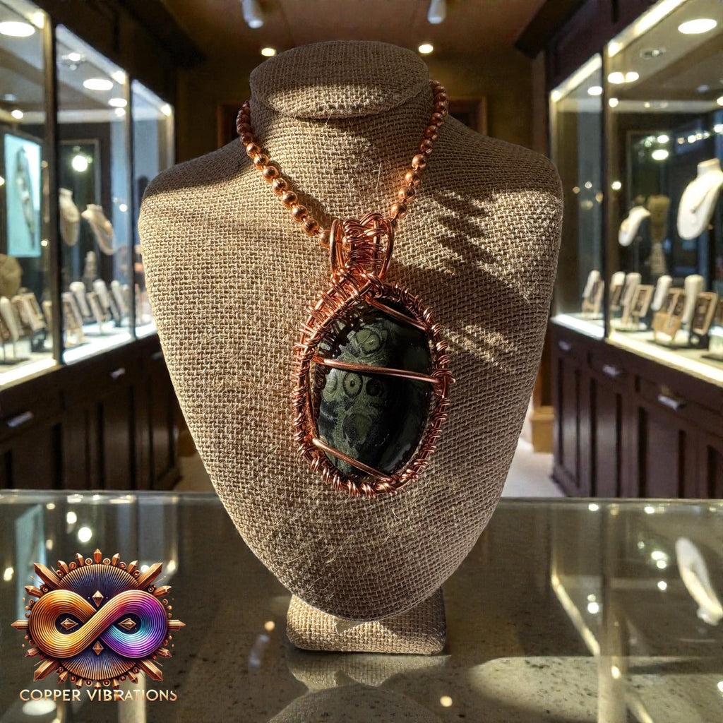 Large Kambaba Jasper Creativity Weave 24” Copper Necklace