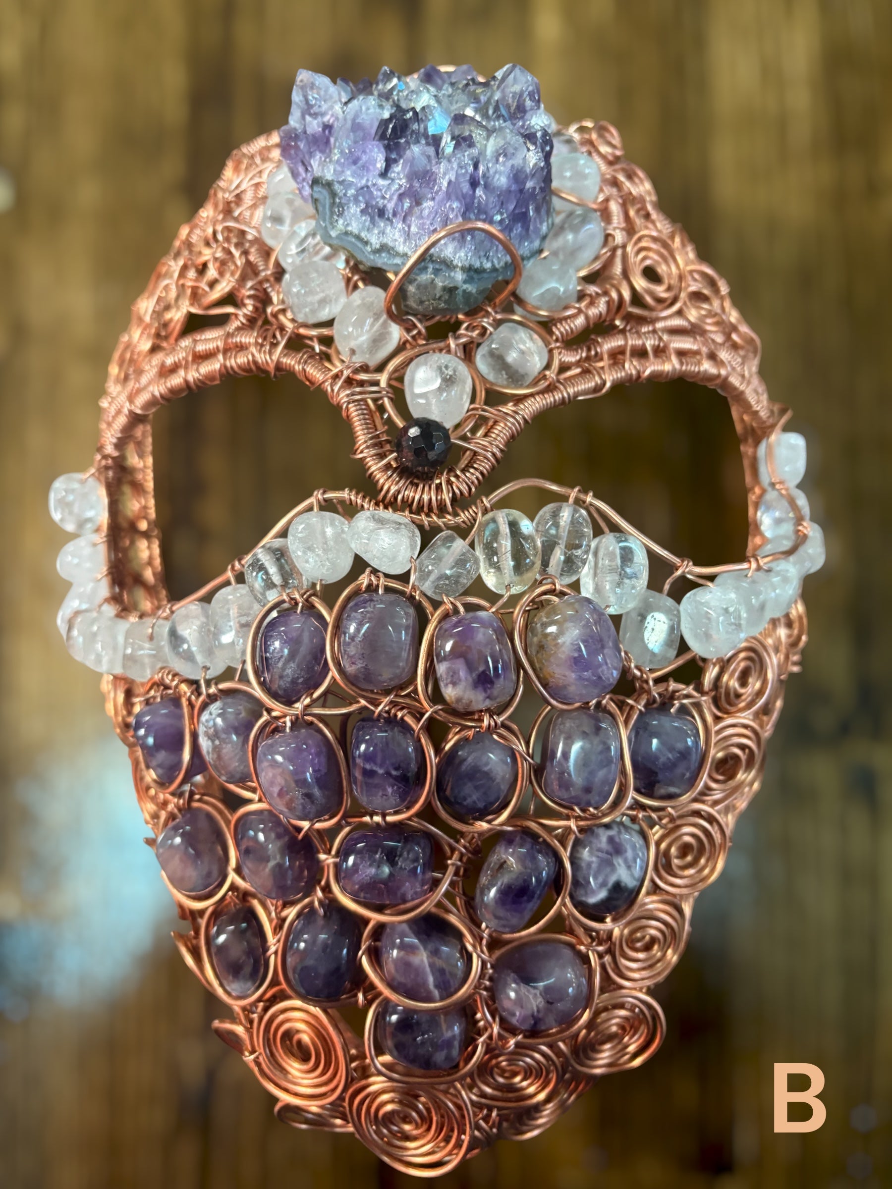 Copper and Gemstone Wall Art Mask