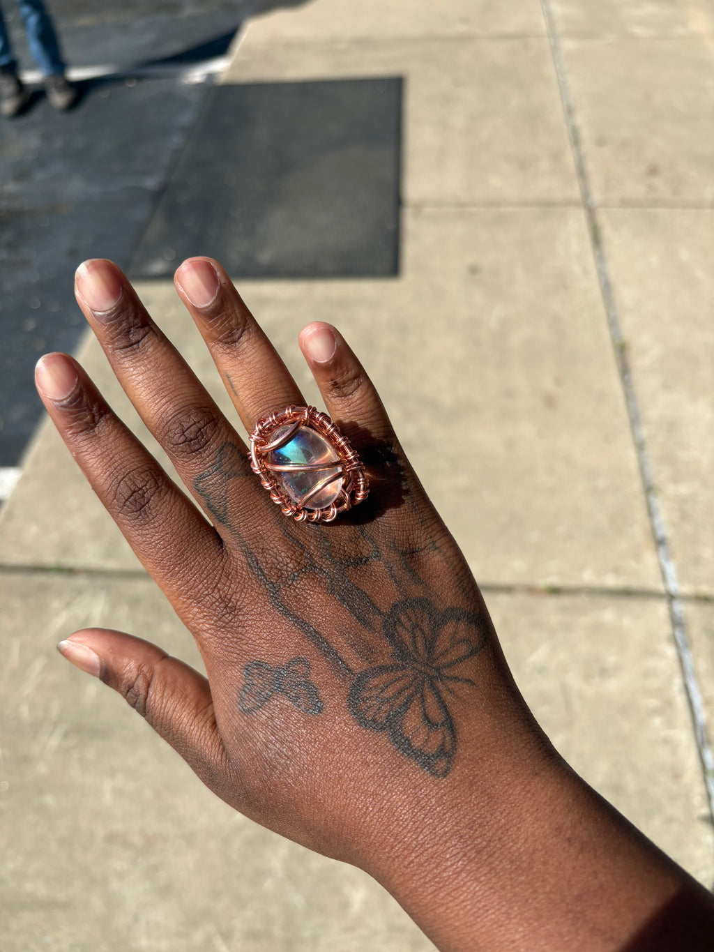 Gemstone Angel Aura Quartz Copper Ring