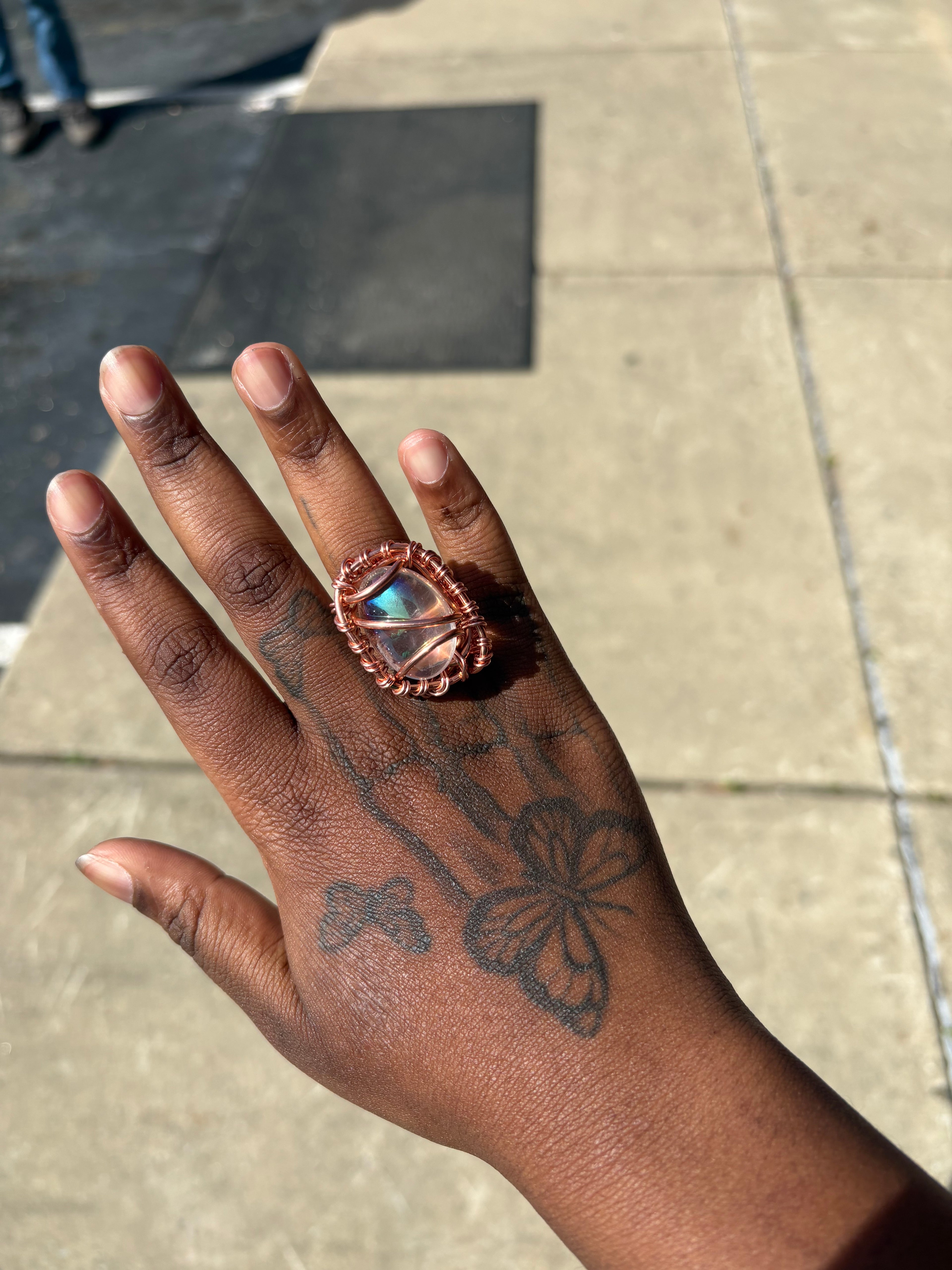 Gemstone Angel Aura Quartz Copper Ring