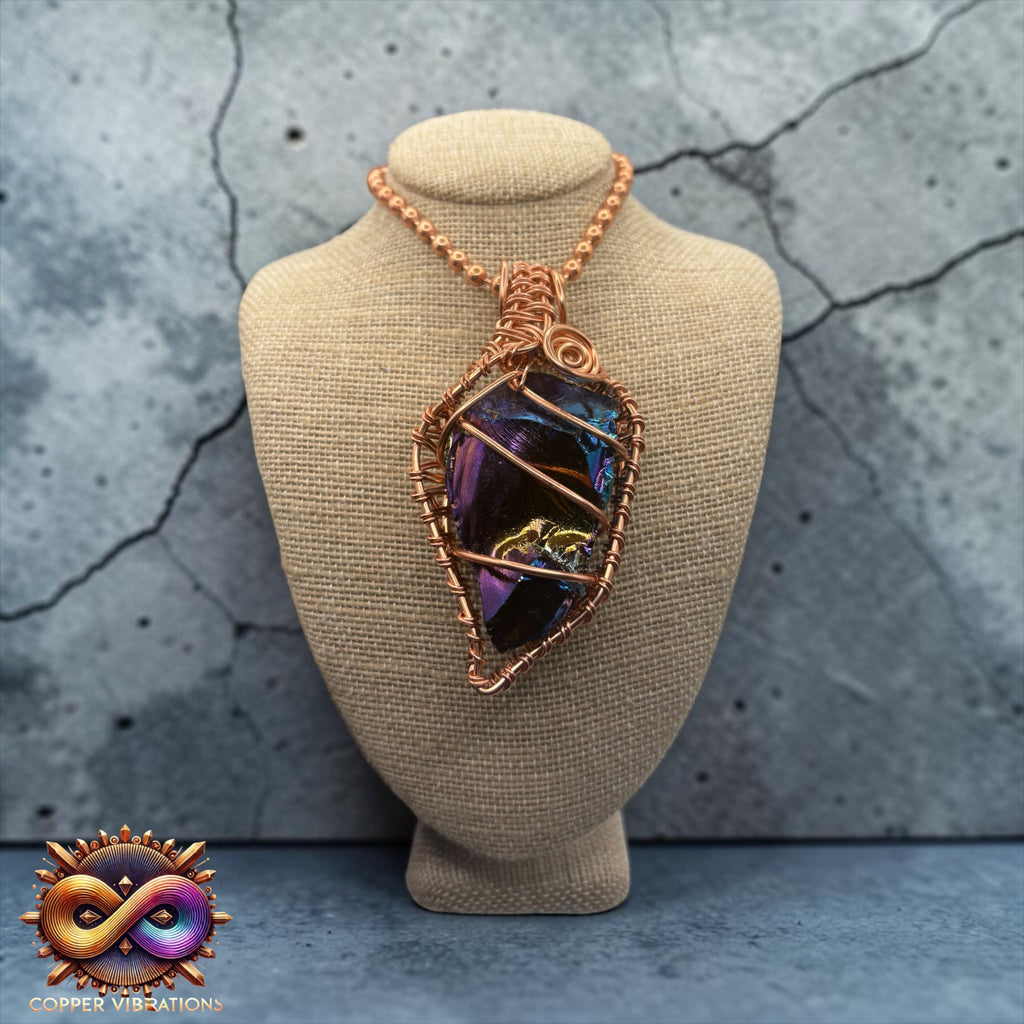Small Titanium Obsidian Creativity Weave 24” Copper Necklace