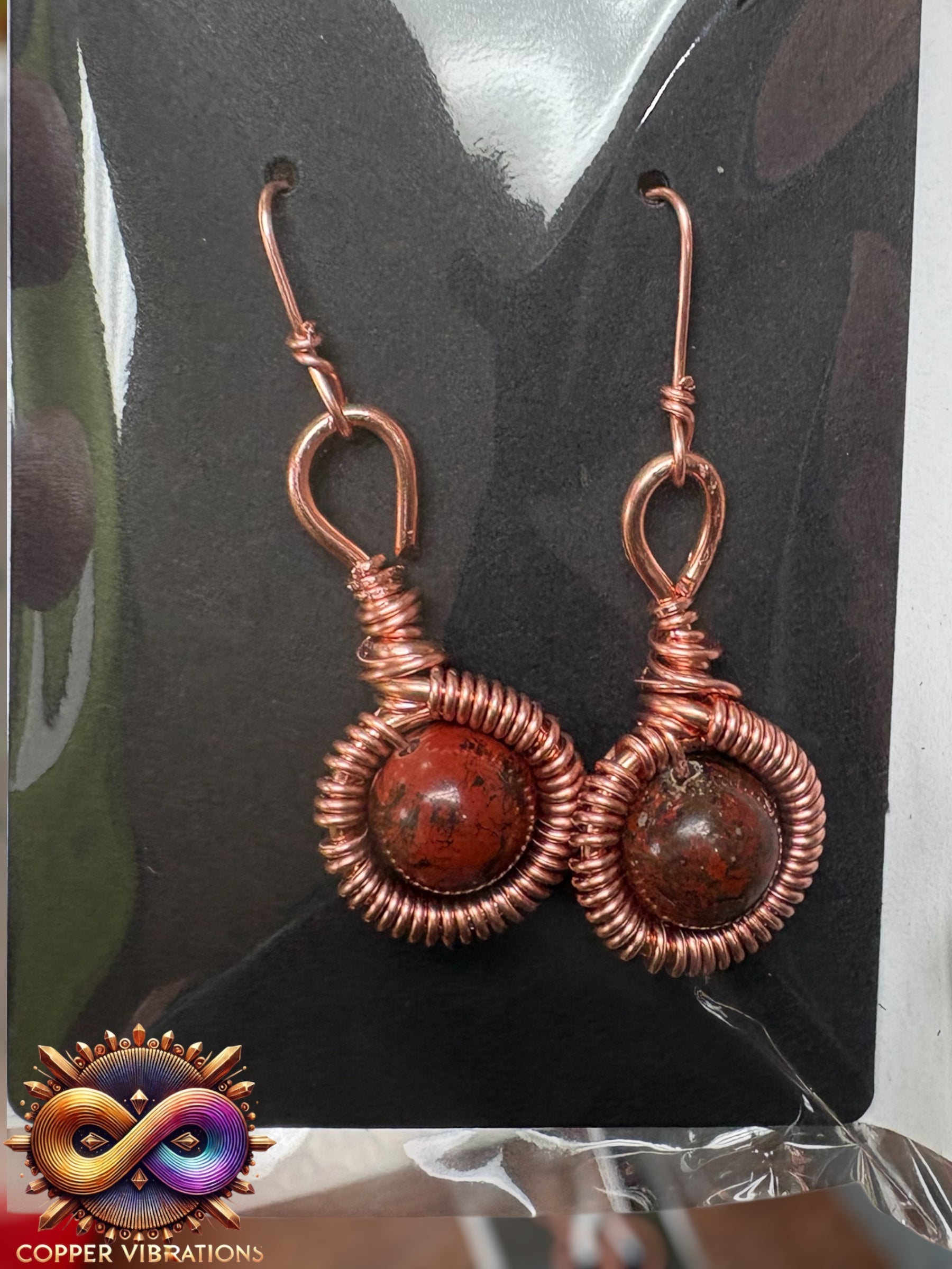 Red Jasper CQ Copper Earrings