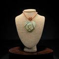 Large Pistachio Calcite Heart 24” Copper Necklace