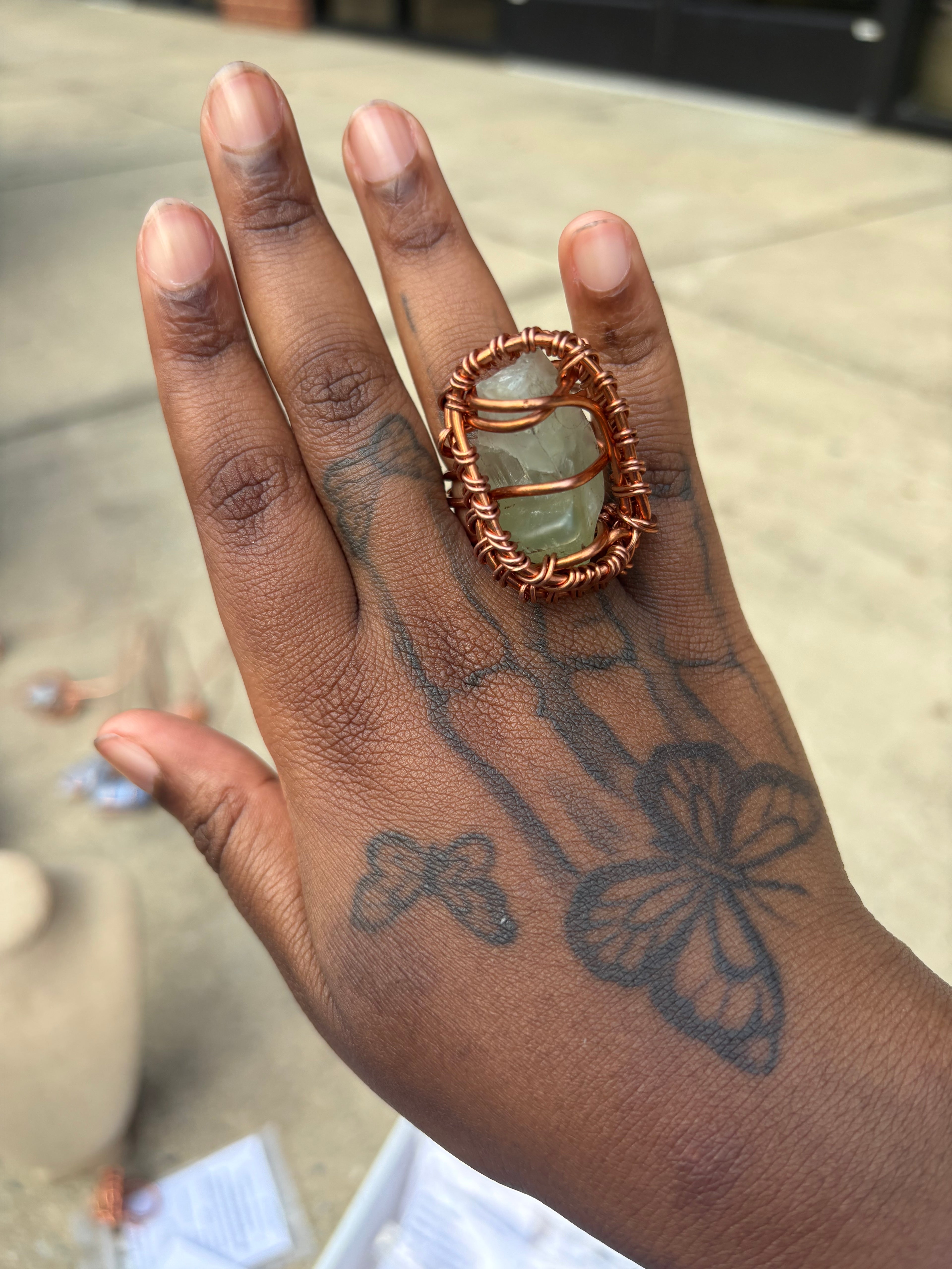 Gemstone Creativity Weave Copper Rings