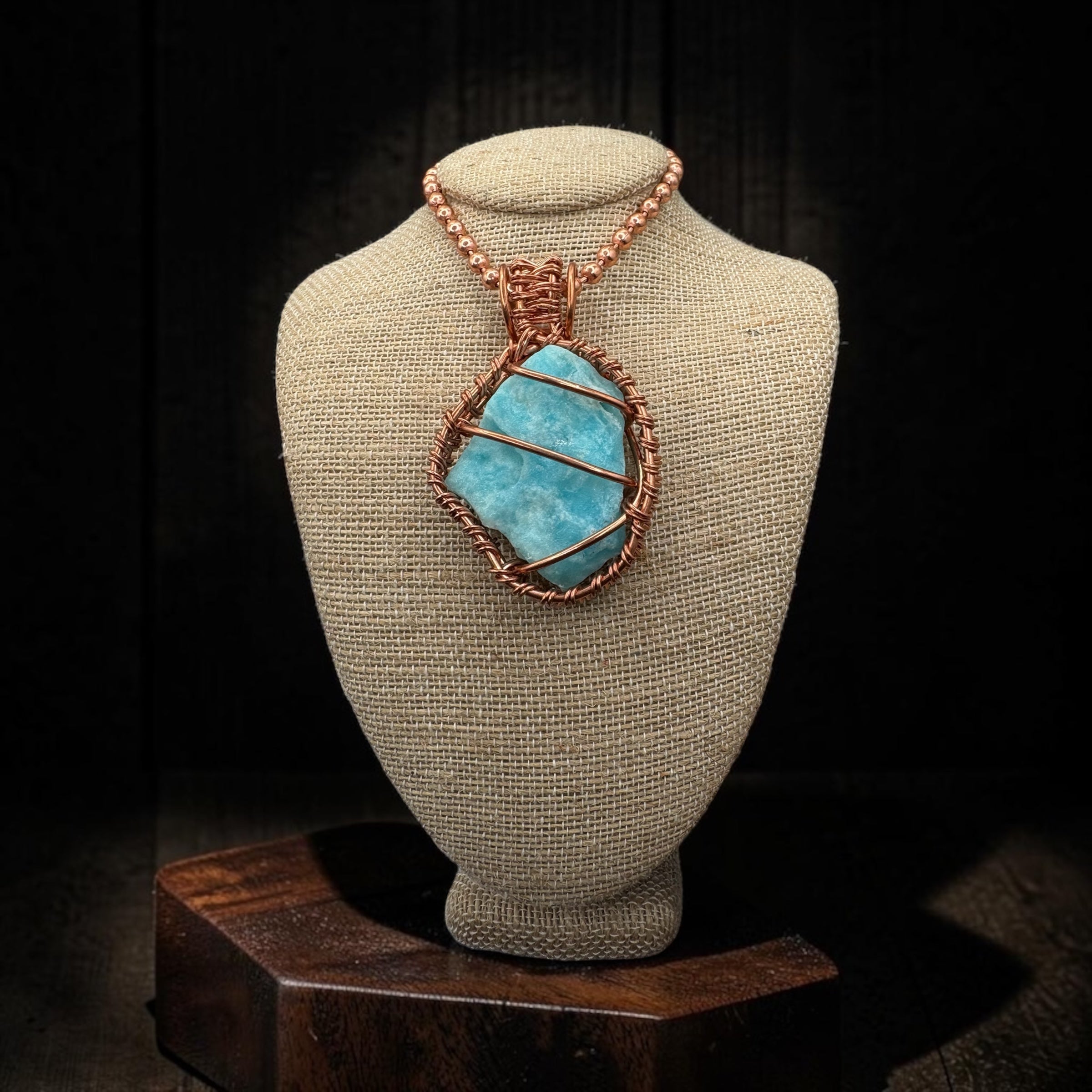 Raw Hemimorphite 24” Copper Necklace