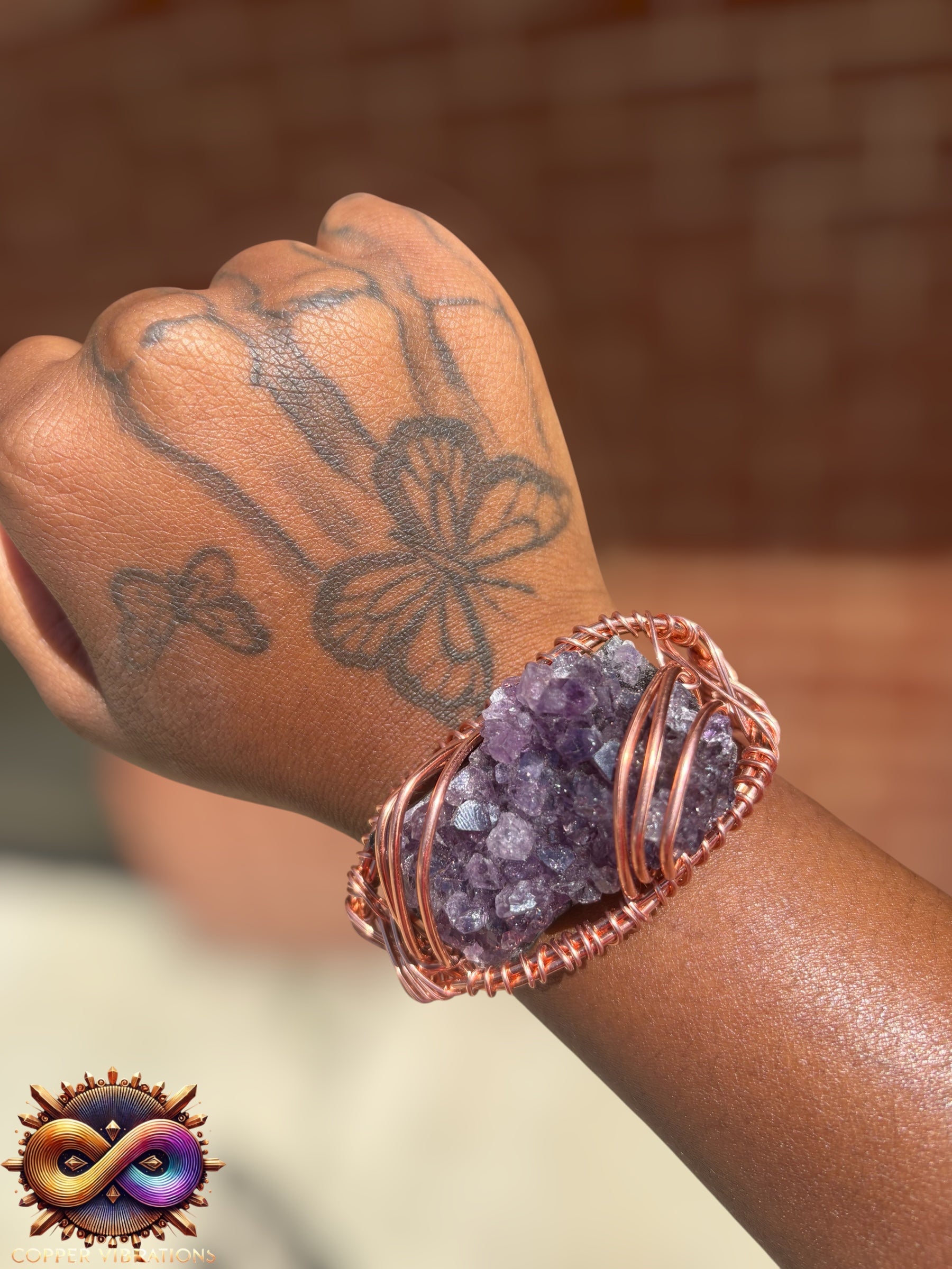 Amethyst Cluster Creativity Weave Copper Bracelet