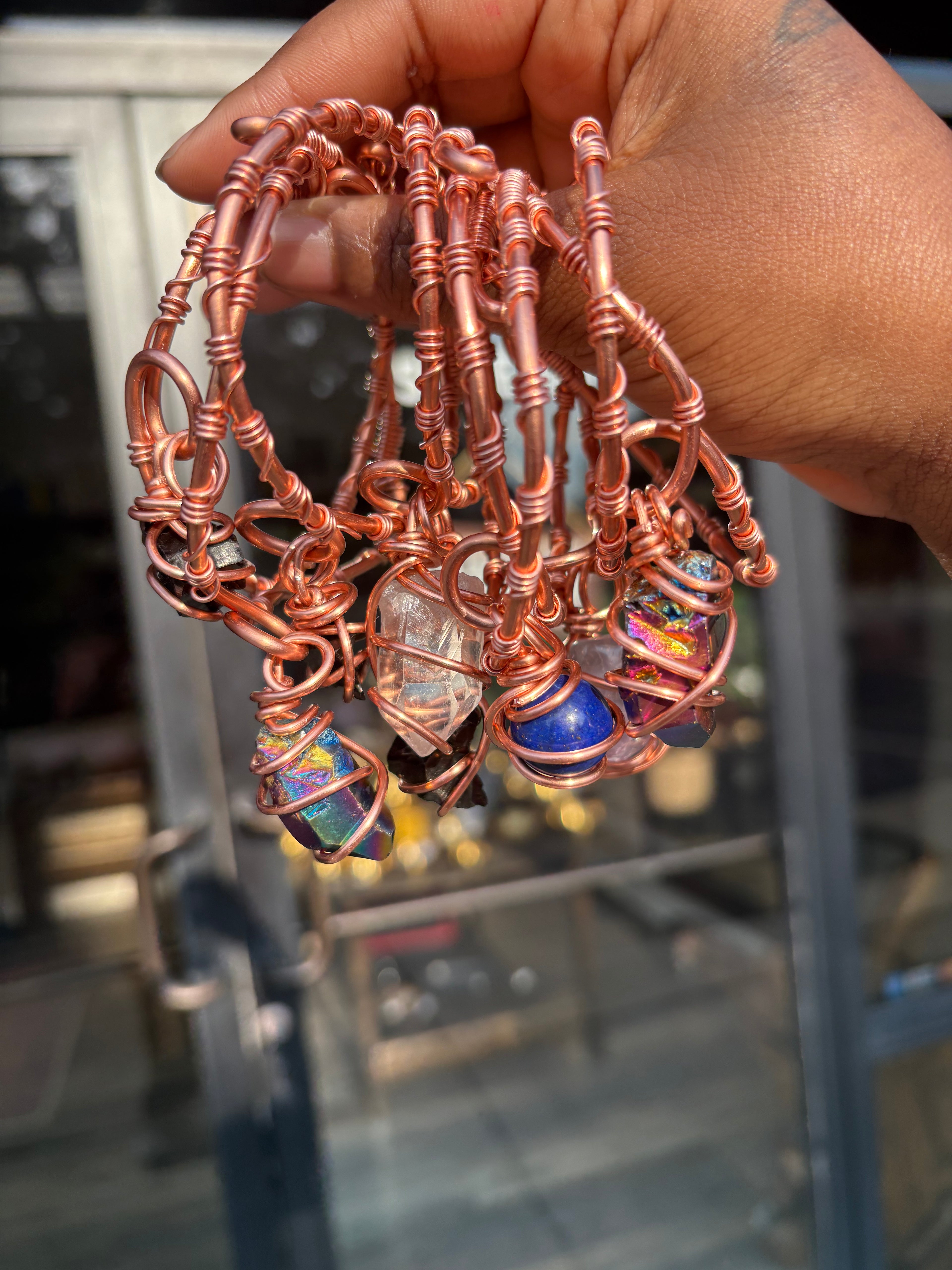 Gemstone Teardrop Creativity Weave Dangle Charm Bracelets