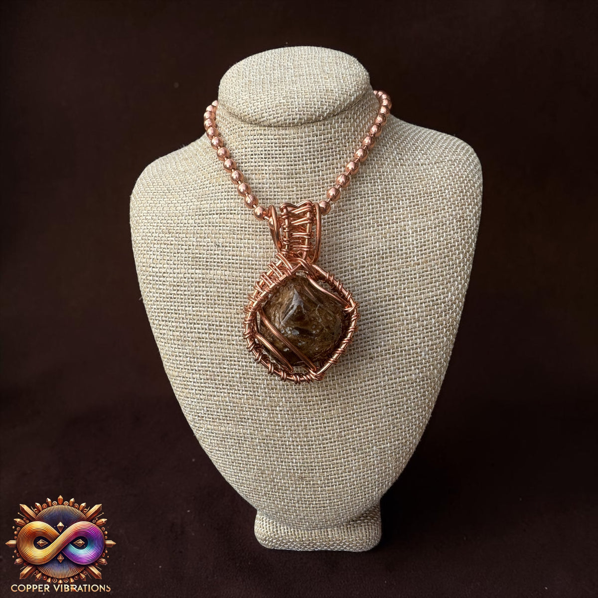 Chocolate Calcite Creativity Weave 24” Copper Necklace