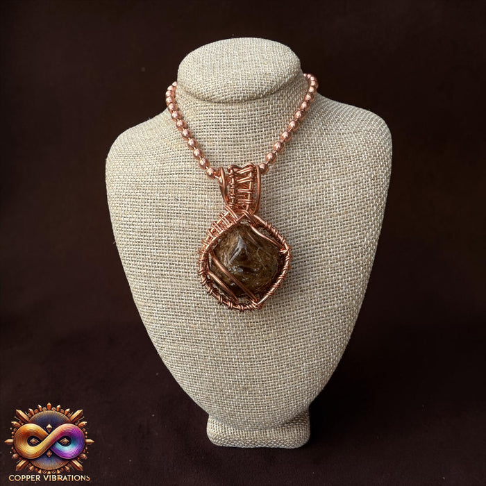 Chocolate Calcite Creativity Weave 24” Copper Necklace