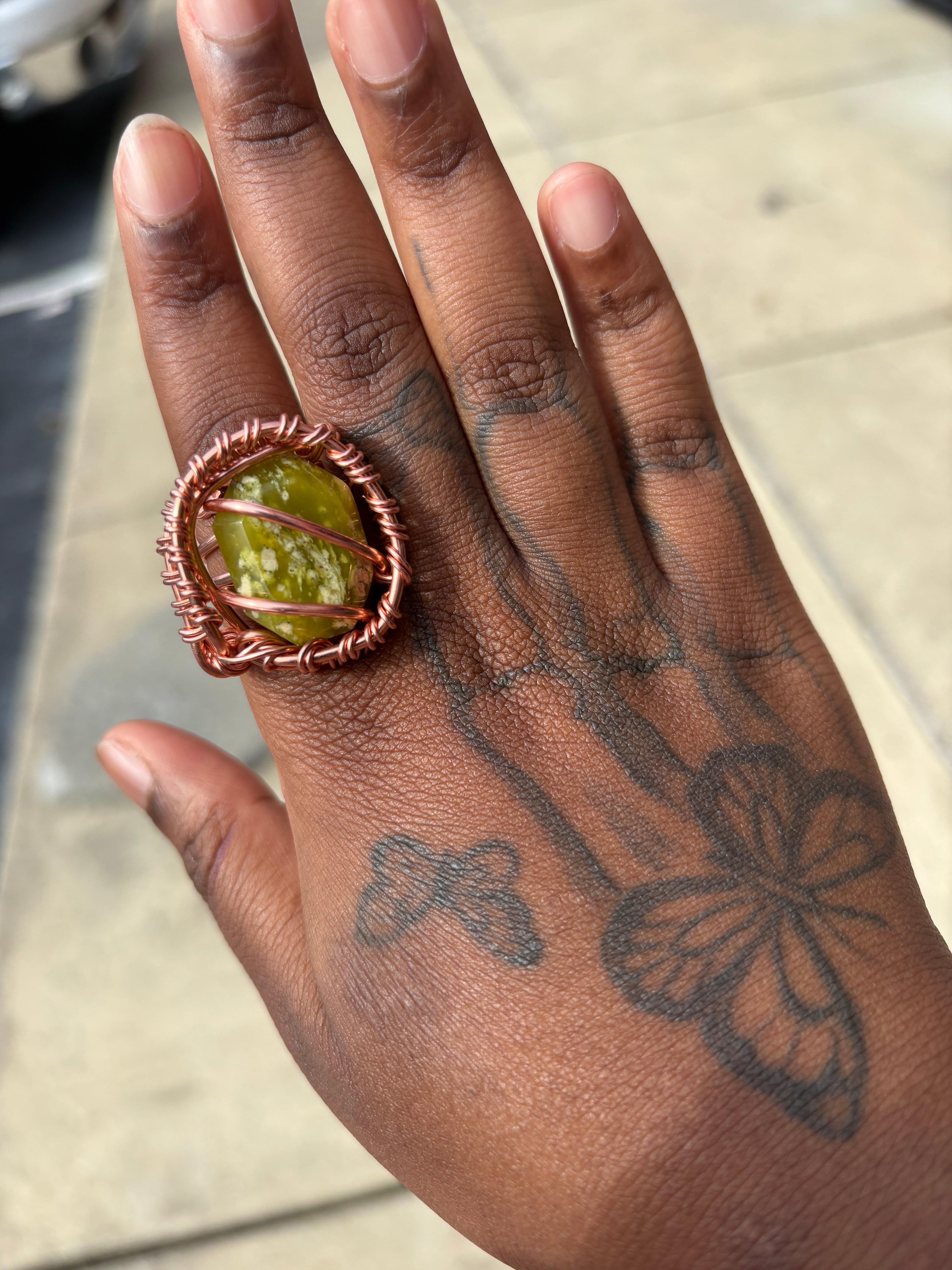 Gemstone Creativity Weave Copper Rings