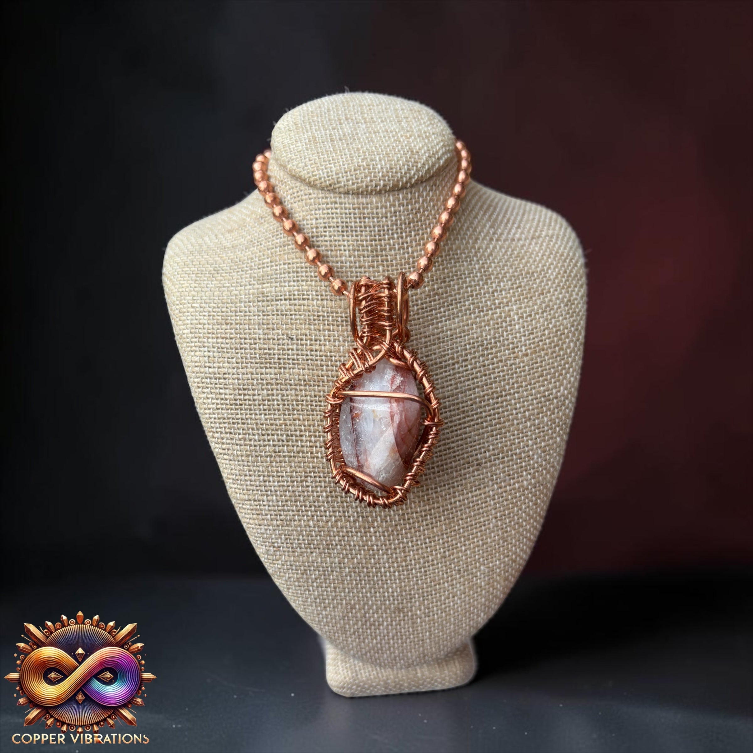 Fire Quartz Creativity Weave 24” Copper Necklace