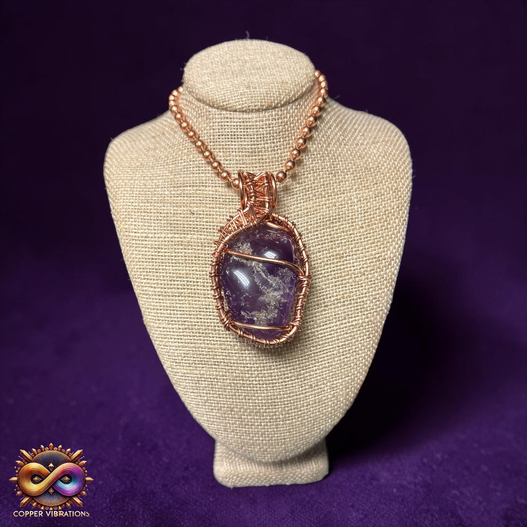 Tumbled Amethyst 24” Copper Necklace