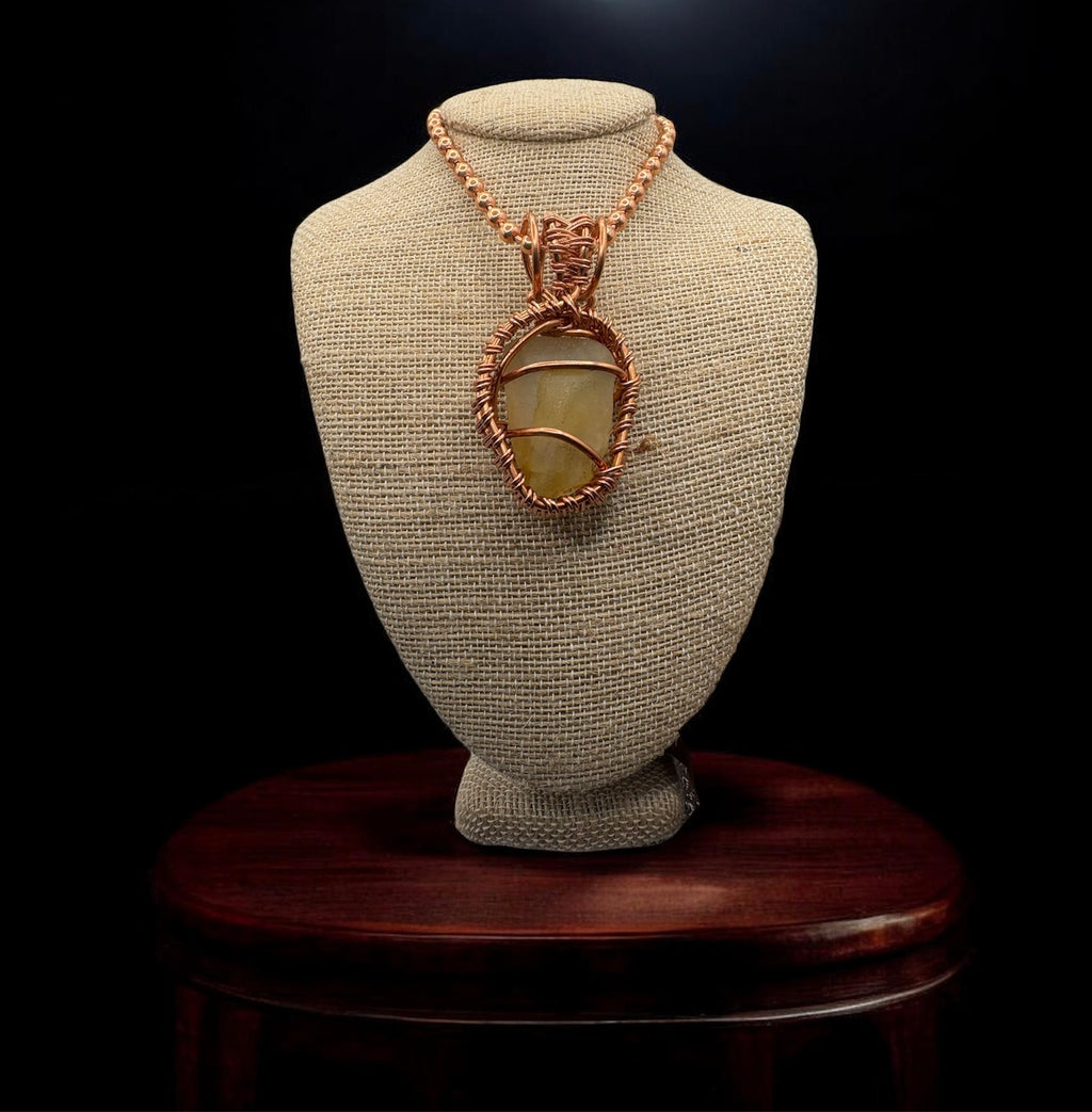 Raw (small) Topaz Creativity Weave 24” Copper Necklace