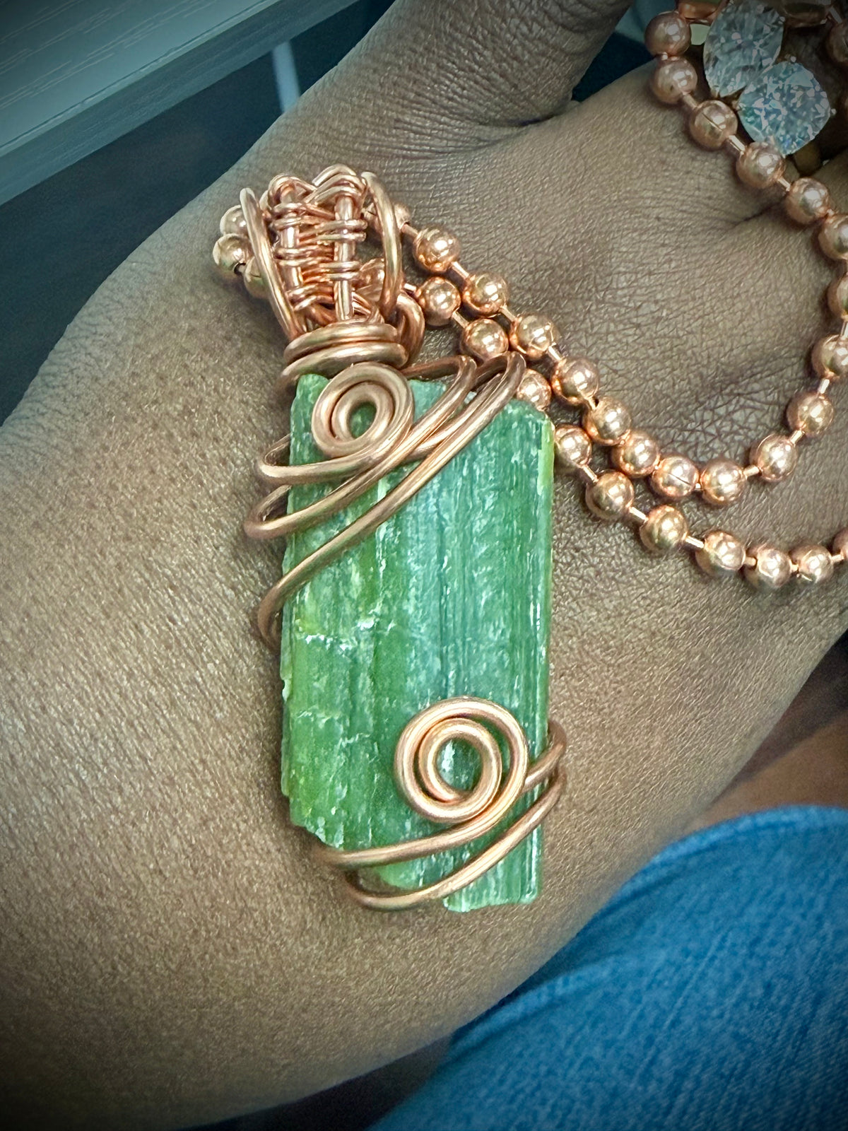 Raw Jade Creativity Weave 24” Copper Necklace