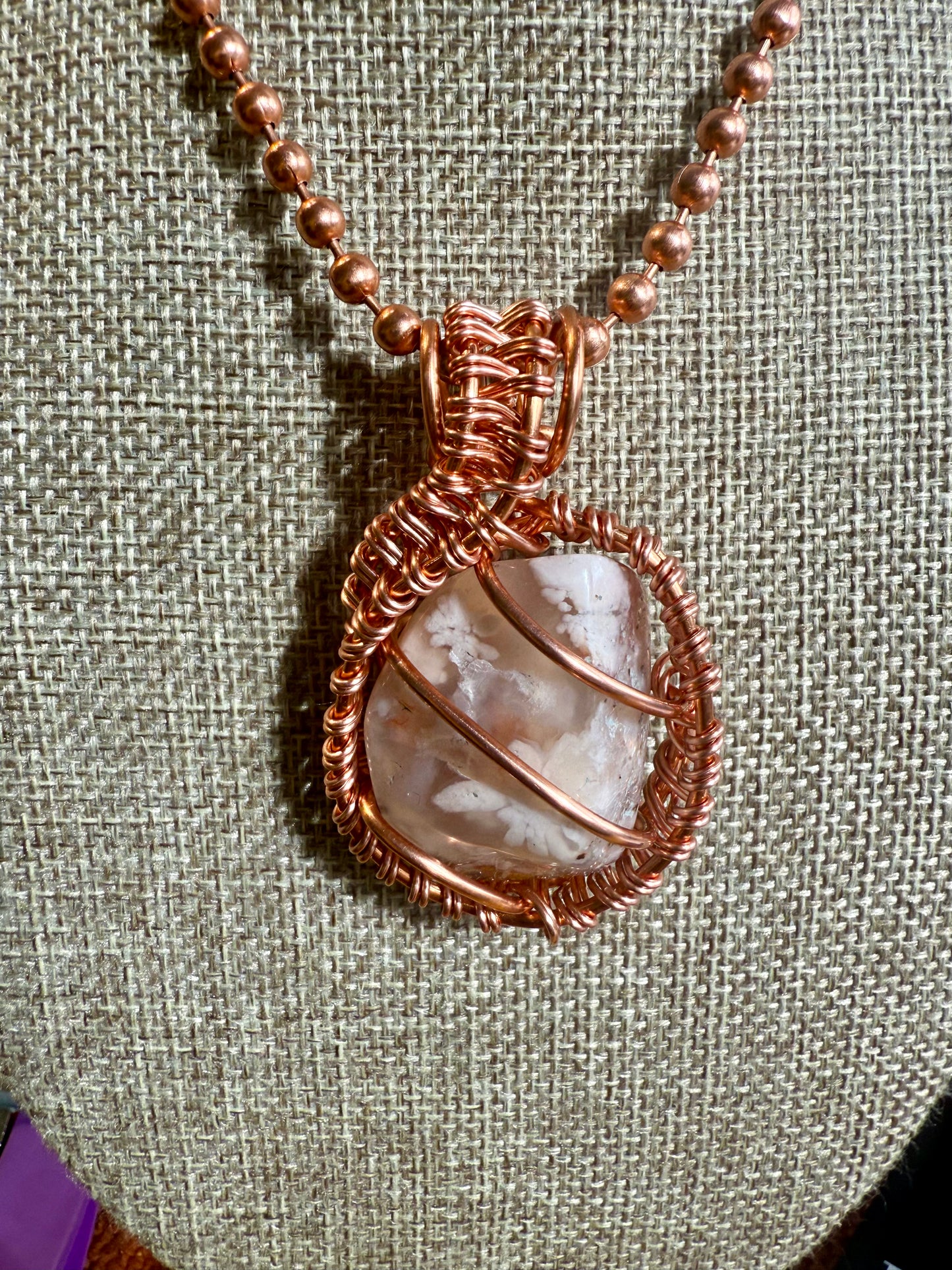 Flower Plume Agate 24” Necklace