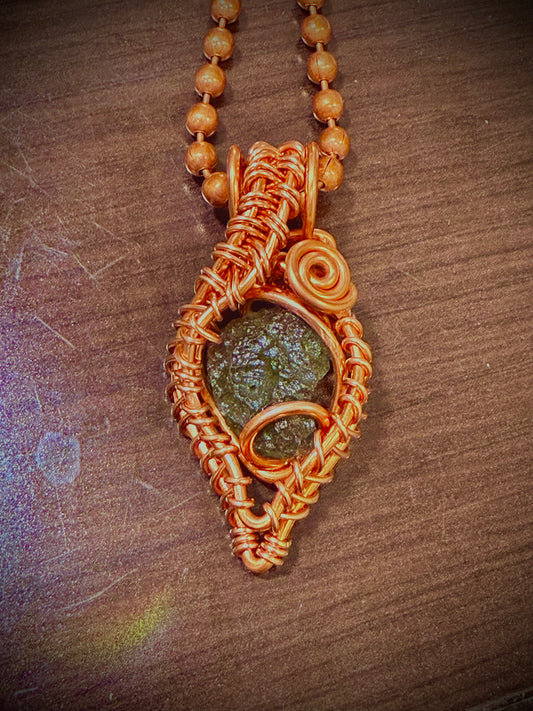 Moldavite 24” Copper Necklace