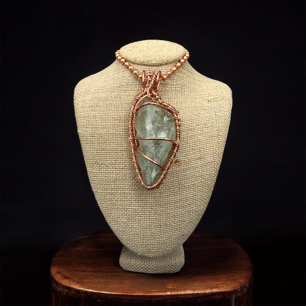 Raw Prasiolite Creativity Weave 24” Copper Necklace