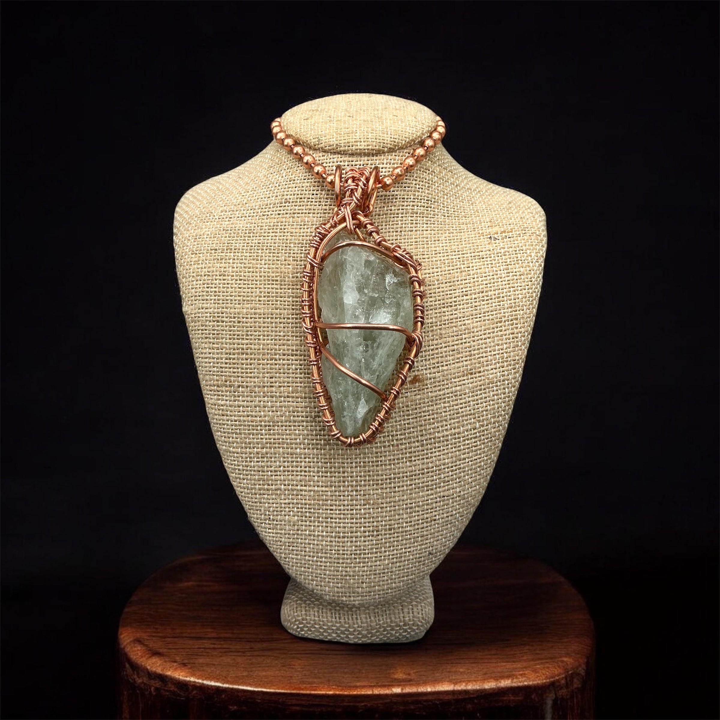 Raw Prasiolite 24” Copper Necklace
