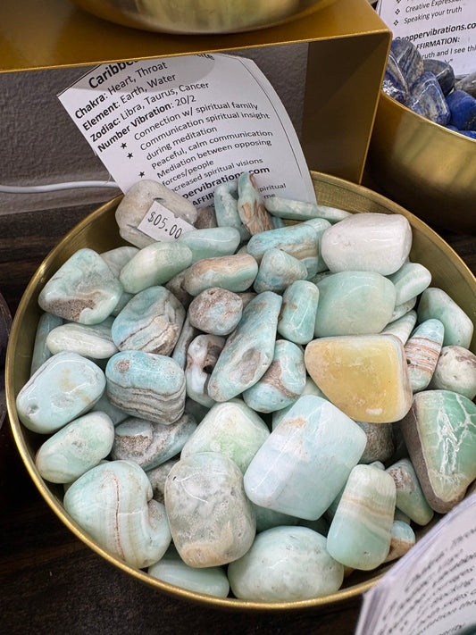 Tumbled Caribbean Blue Calcite