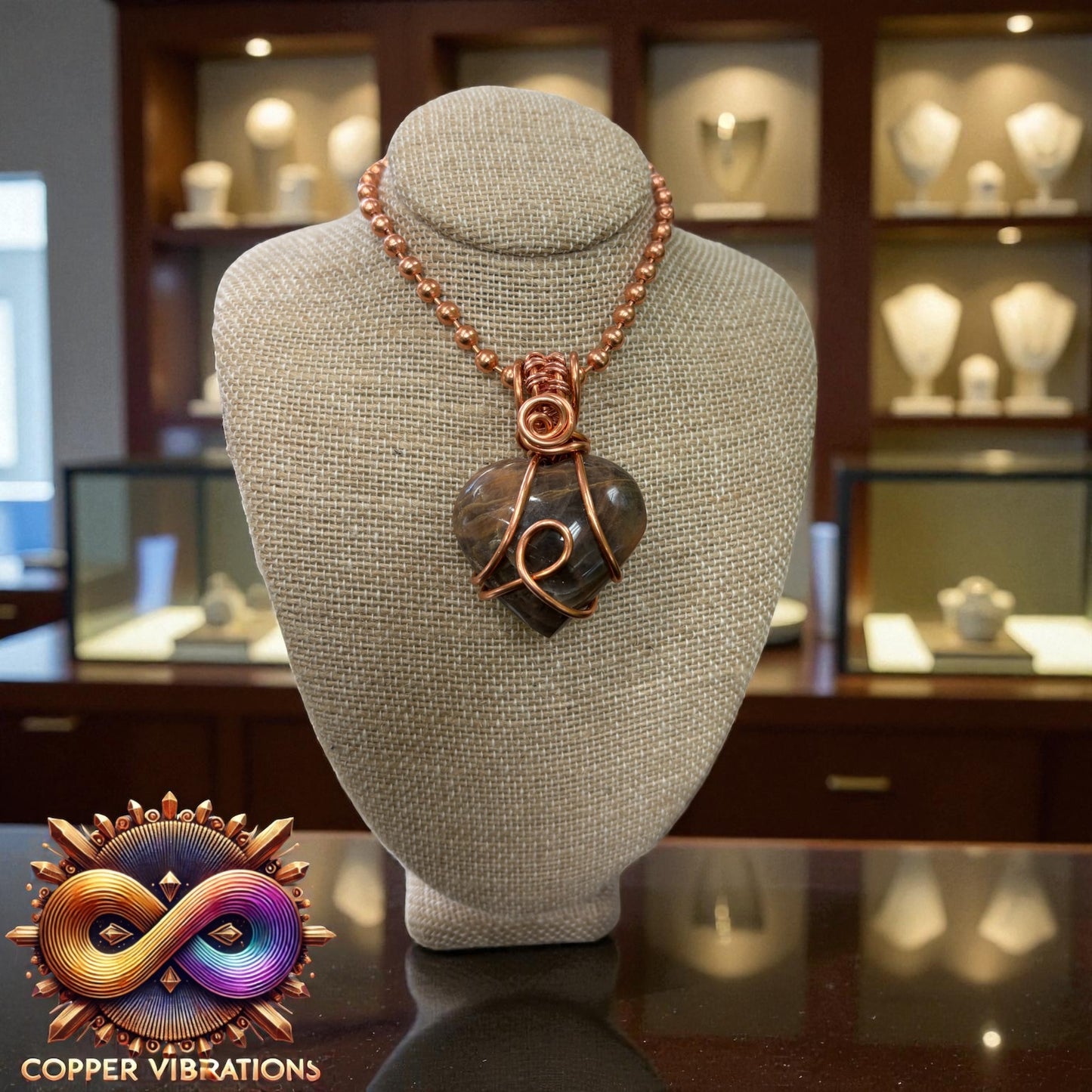 Black Moonstone Heart Necklace