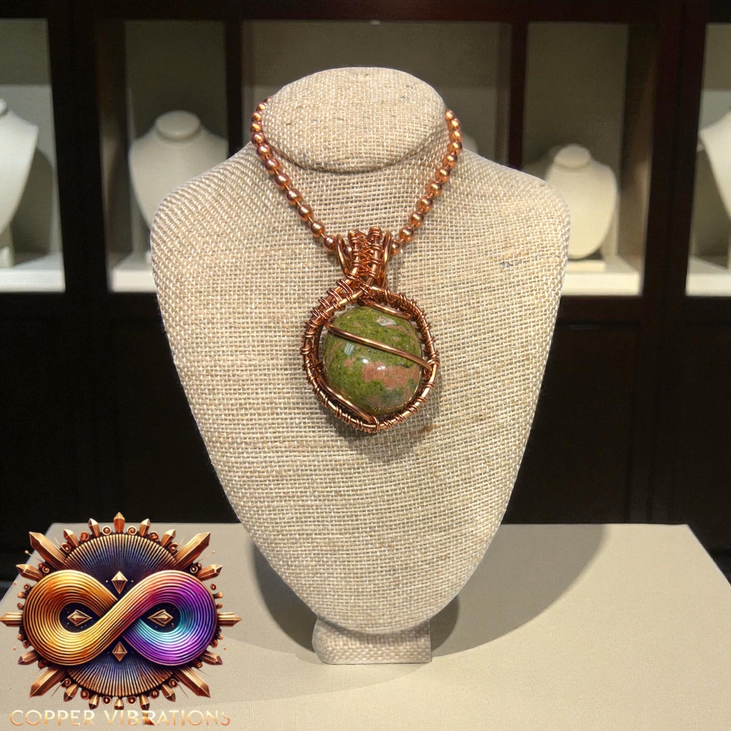 Unakite 24” Copper Necklace