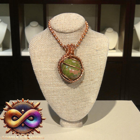 Unakite 24” Copper Necklace