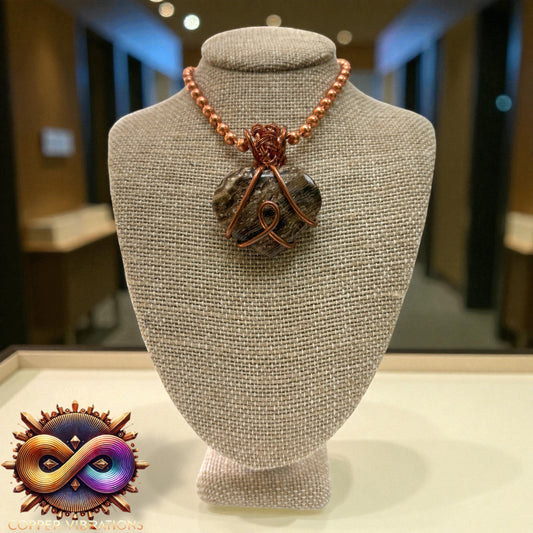 Chocolate Calcite Heart 24” Copper Necklace