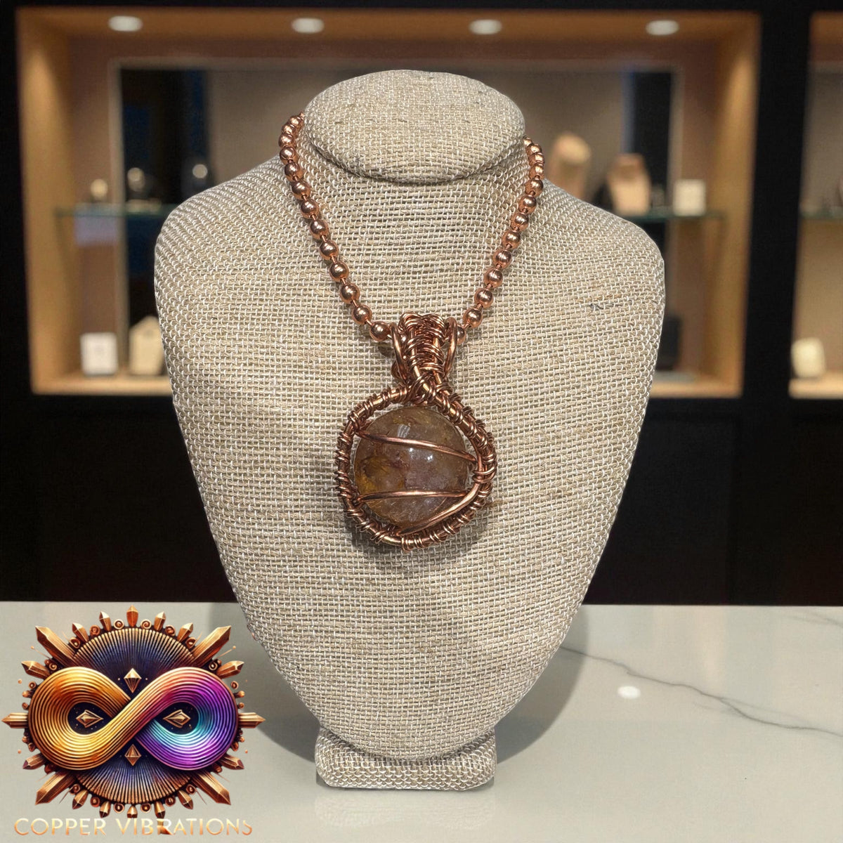 Golden Healer Quartz 24” Copper Necklace