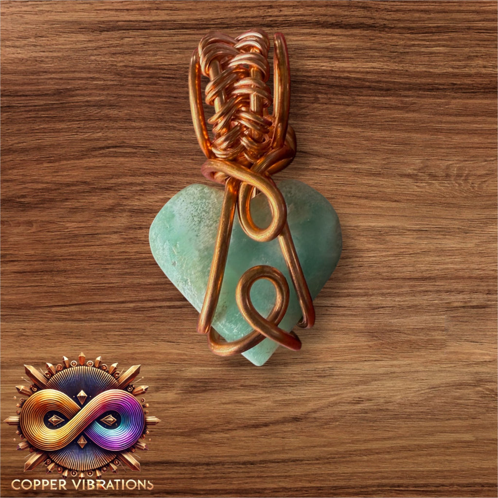 Hemimorphite 24” Copper Heart Necklace