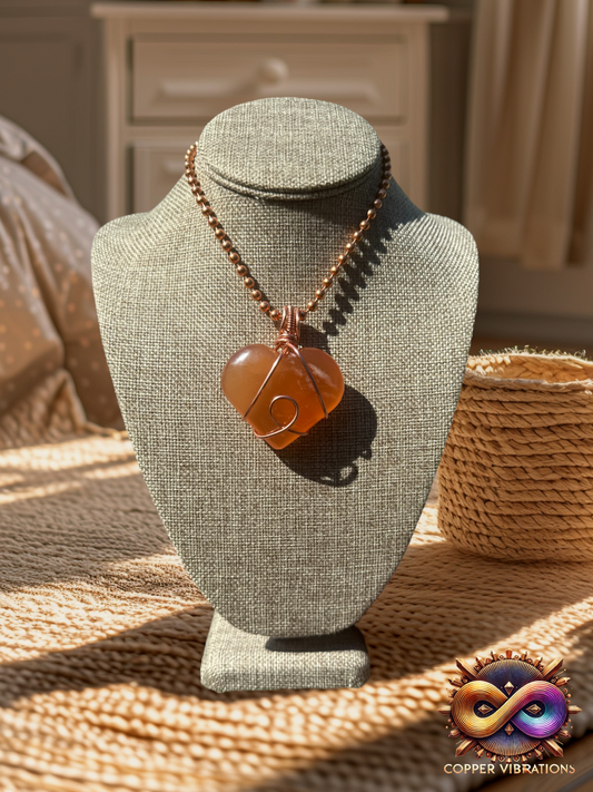 Honey Calcite Large Heart Necklace