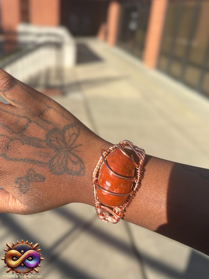 Carnelian Creativity Weave Copper Bracelet