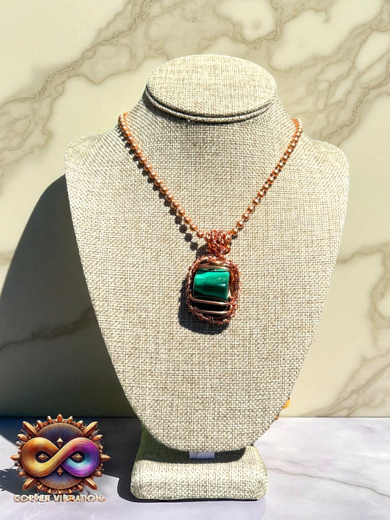 Malachite 24” Copper Necklace