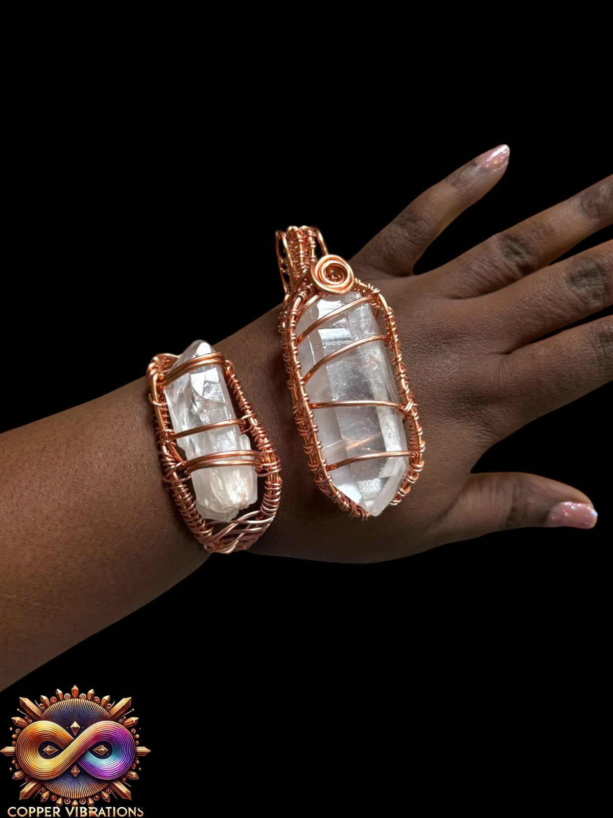 Chunky Raw Clear Quartz Creativity Weave 2pc Set