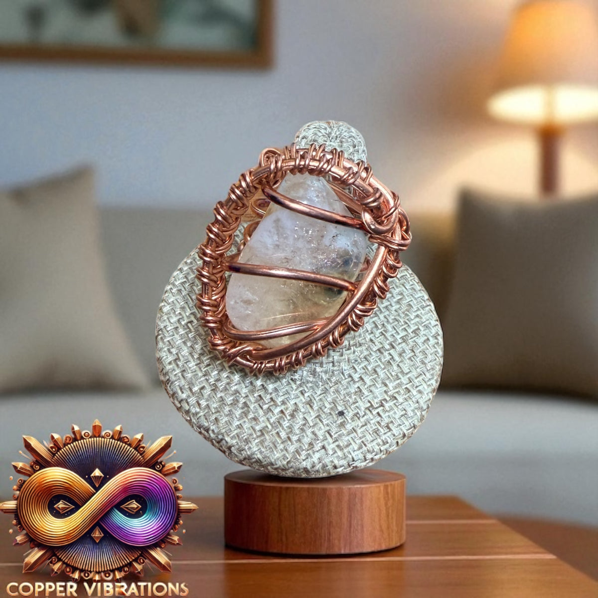 Gemstone Citrine Creativity Weave Copper Ring