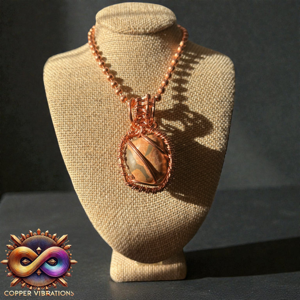Leopardskin Jasper Creativity Weave 24” Copper Necklace