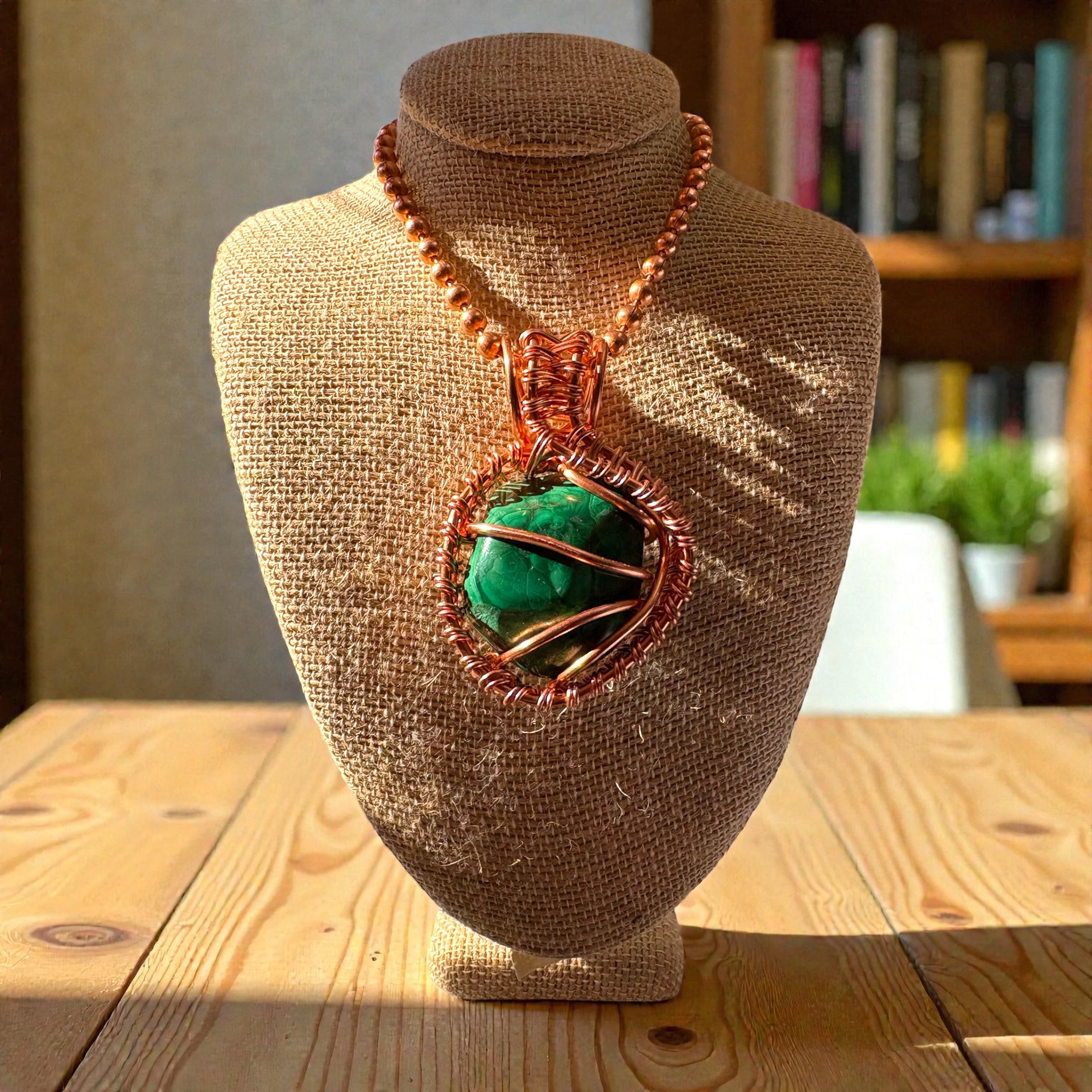 Malachite 24” Copper Necklace