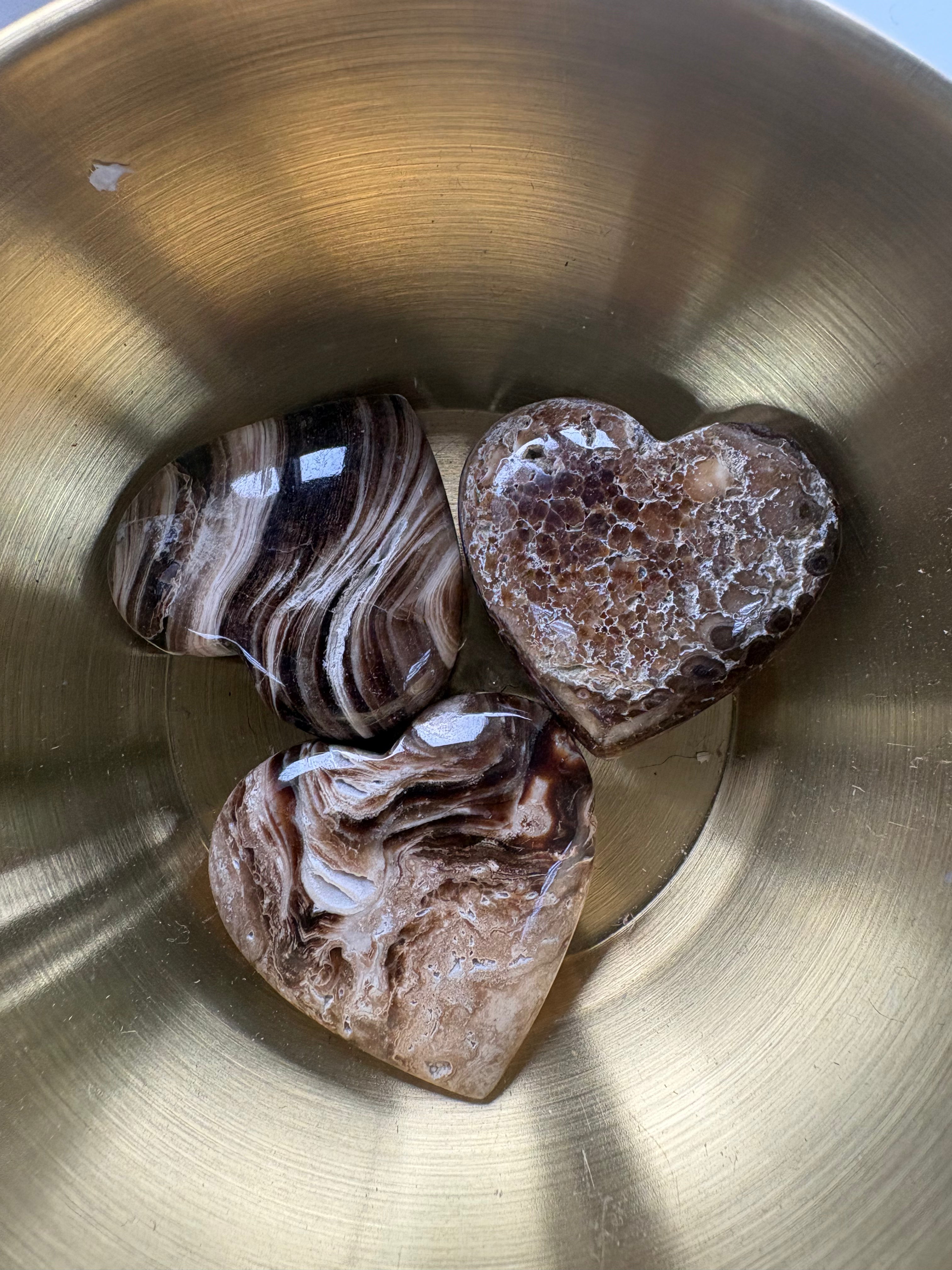 Large High Quality Chocolate Calcite Hearts