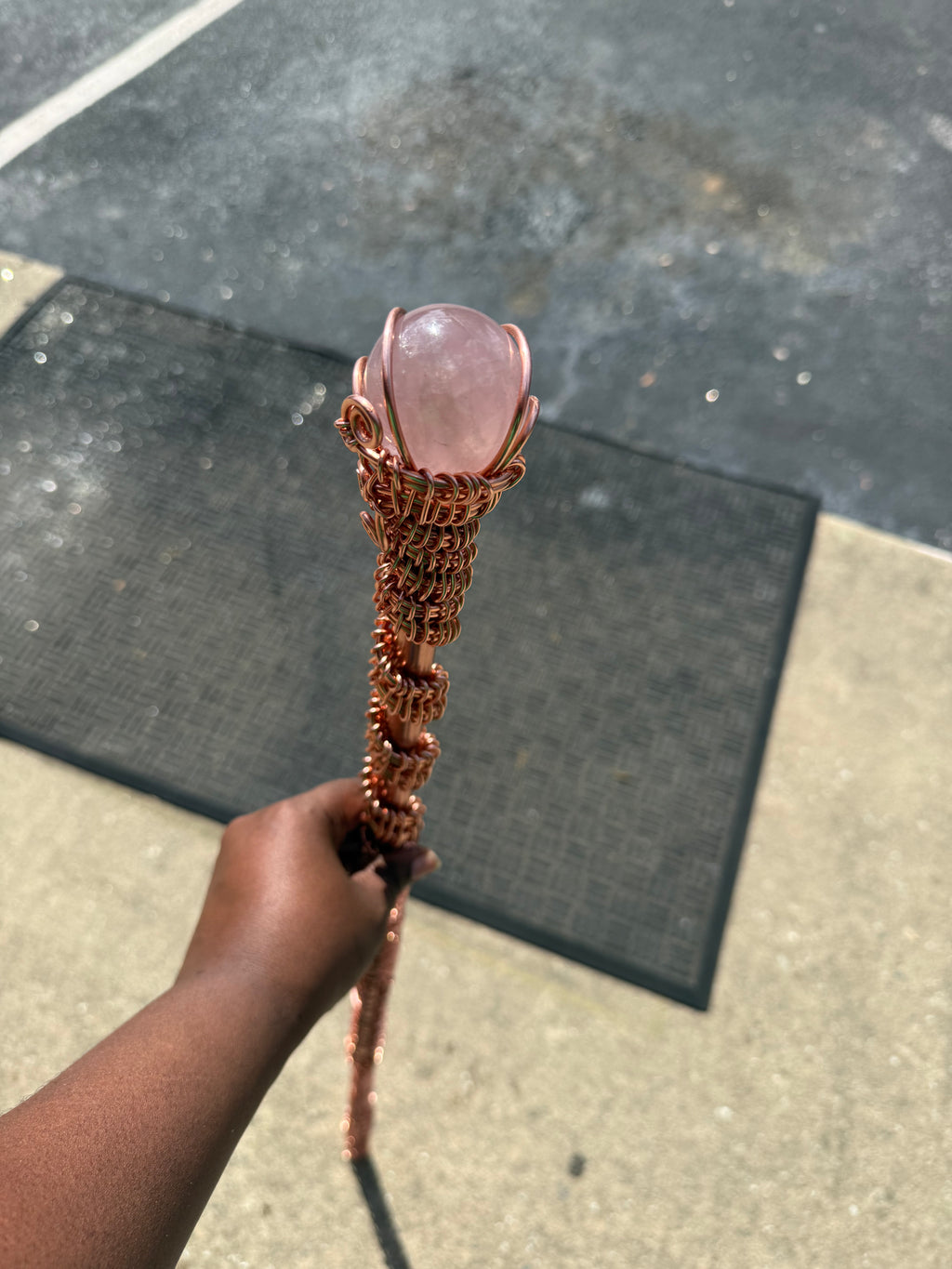 Copper Crystal Sphere Walking Cane
