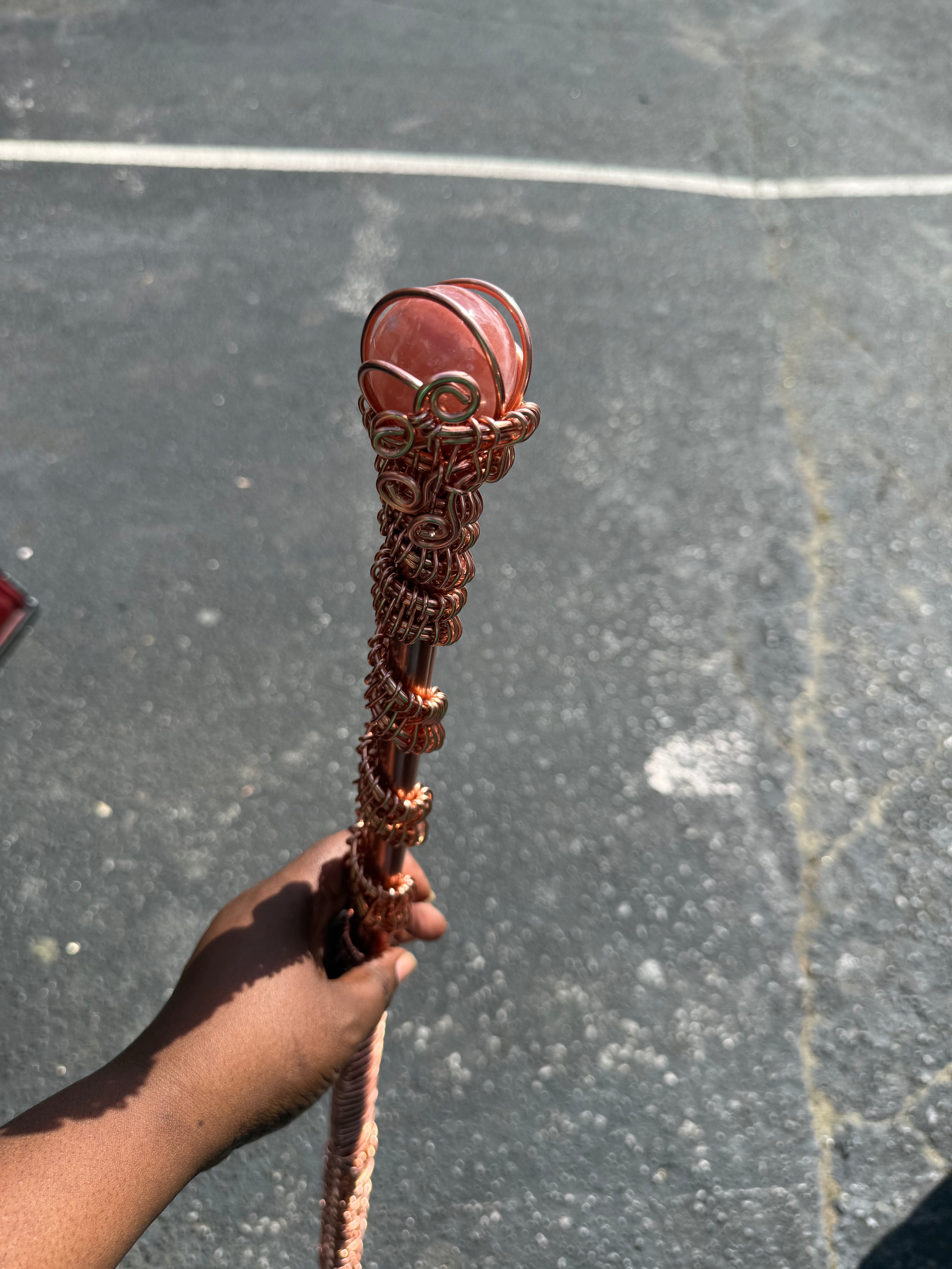 Copper Crystal Sphere Walking Cane