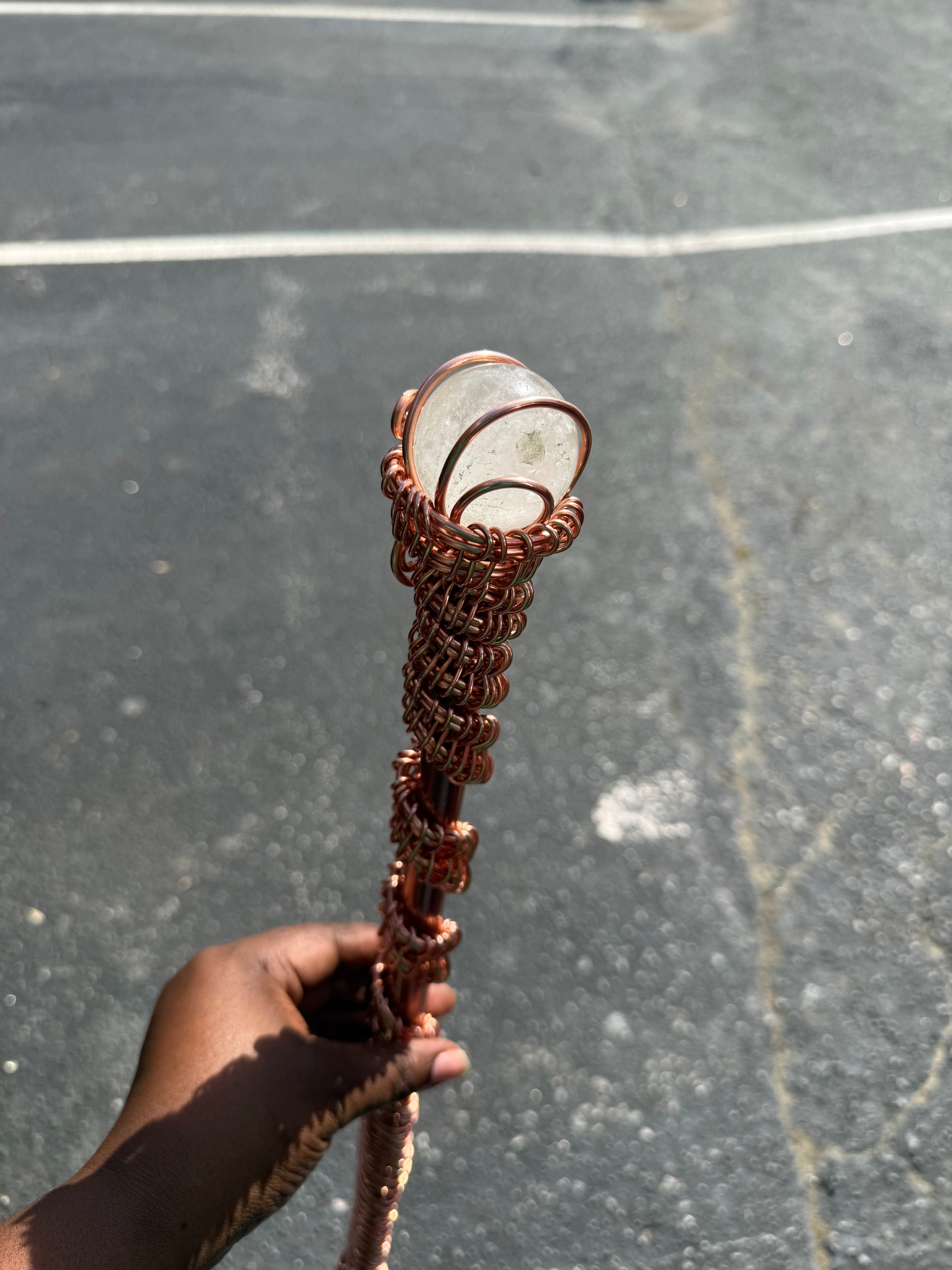 Copper Crystal Sphere Walking Cane
