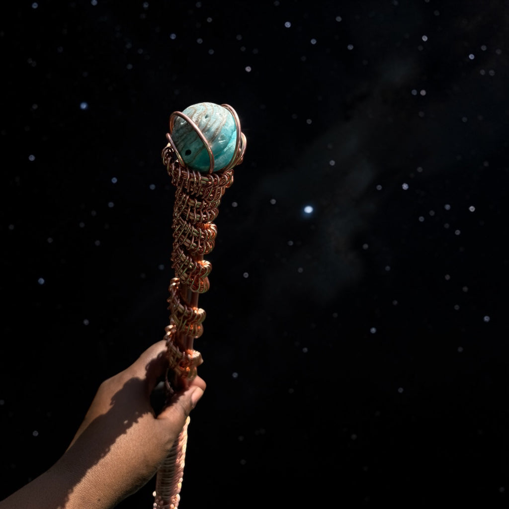 Copper Crystal Sphere Walking Cane