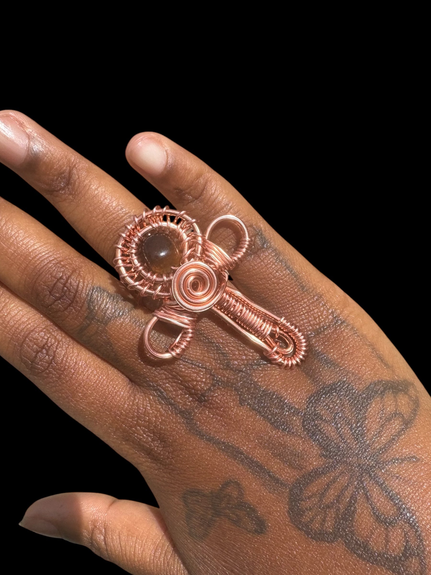Small Copper Ankh Ring
