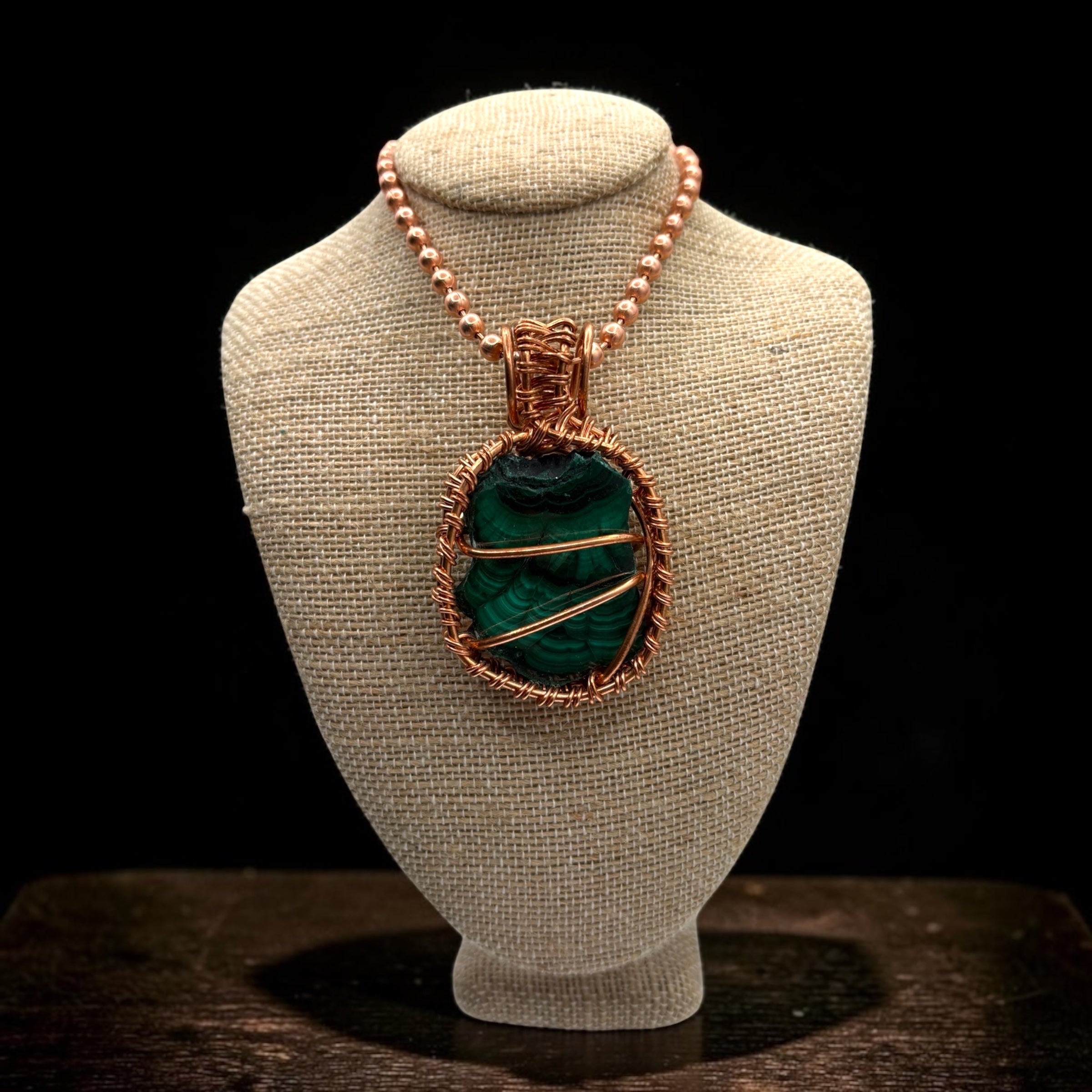 High Quality Malachite Shard 24” Copper Necklace
