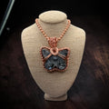 Larvakite Butterfly 24” Copper Necklace