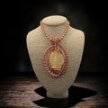 Orange Calcite Leaf 24” Copper Necklace