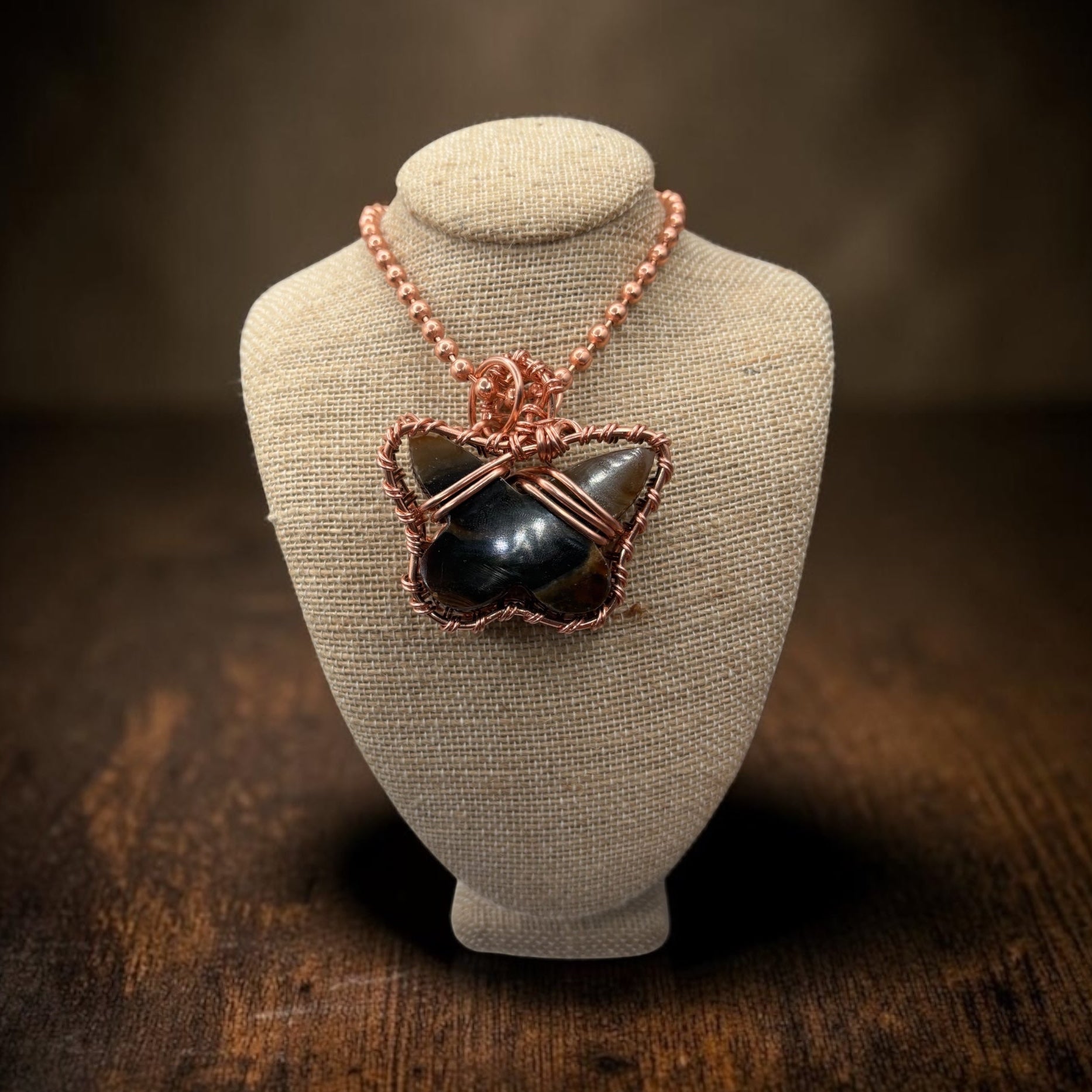 Chocolate Calcite Butterfly 24” Copper Necklace