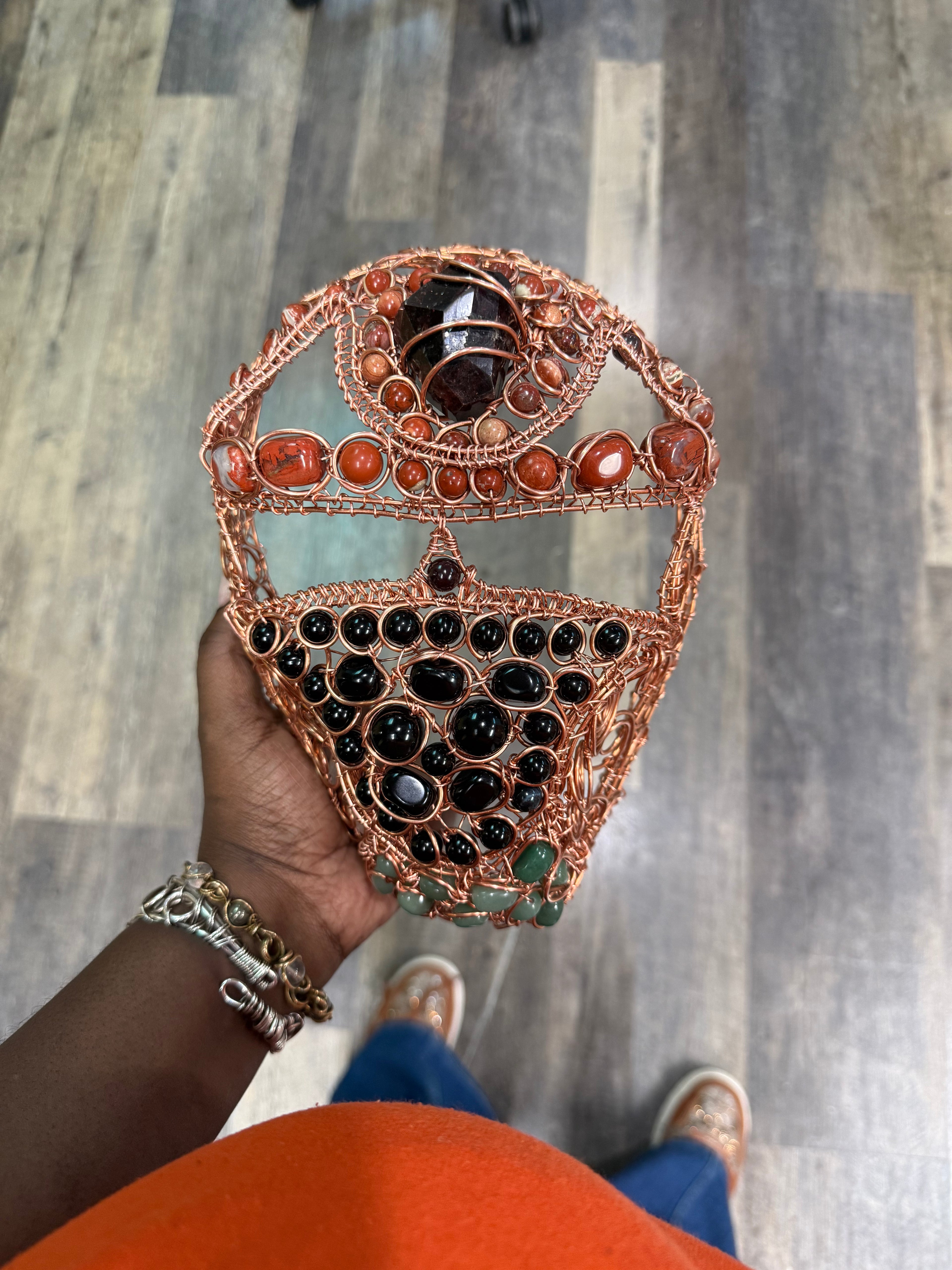 Copper and Gemstone Wall Art Mask