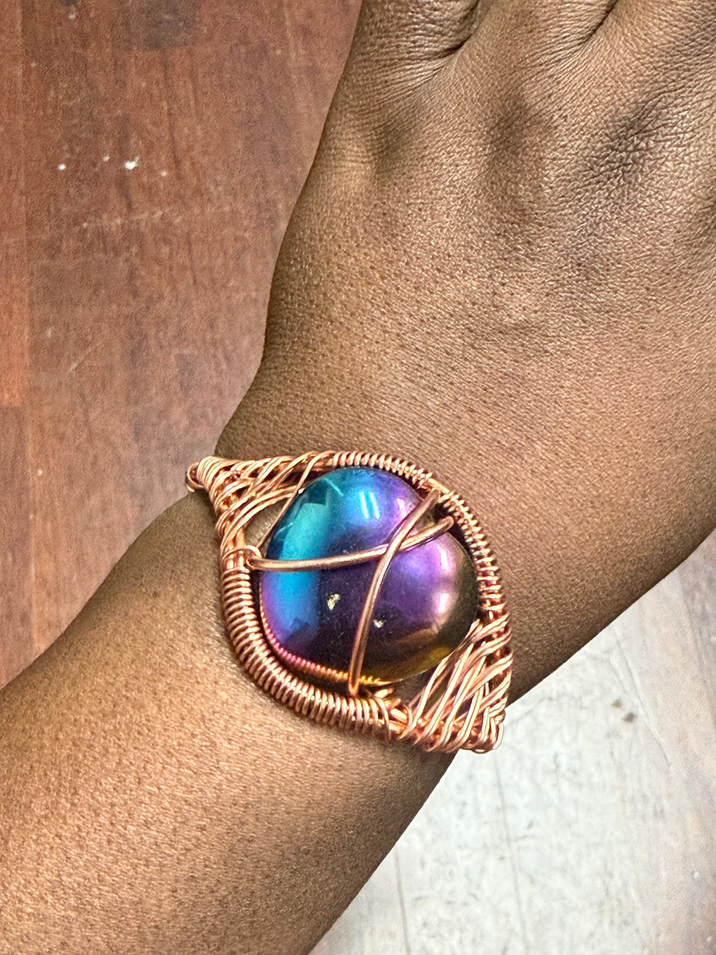 Rainbow Hematite Heart Bracelet